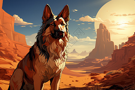 沙漠里的狼狗图片