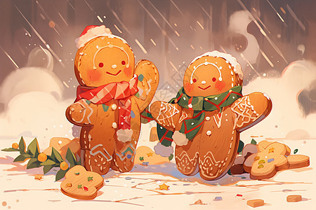 雪地里的姜饼人图片