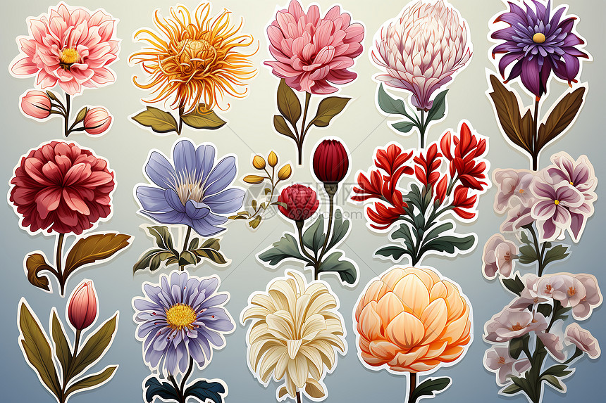 品种多样的鲜花拼贴图图片