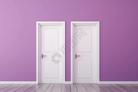 紫色门洞中的两扇门图片