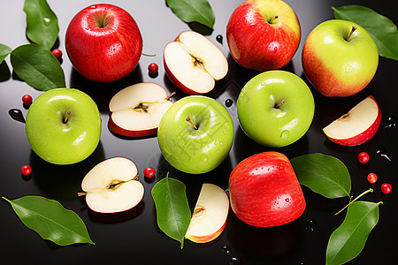 桌面上健康美味的苹果图片