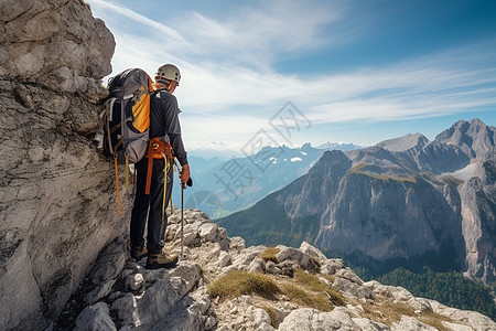 山顶呐喊站在山顶岩石上面的男人背景