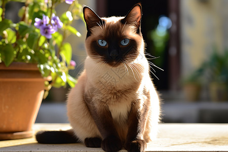 毛茸茸的暹罗猫猫咪图片