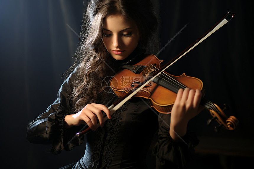 女孩演奏小提琴图片