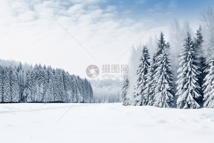 冬日的雪景图片