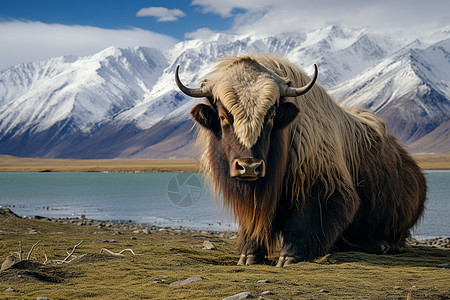 草地上的牦牛背景图片