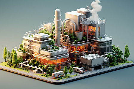 废物处理之美的焚烧厂模型图片