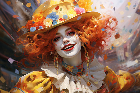小丑装扮的女性背景图片