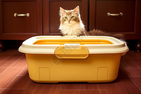 猫砂盆黄色猫砂盒背景