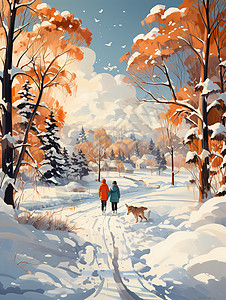 雪中漫步者背景图片