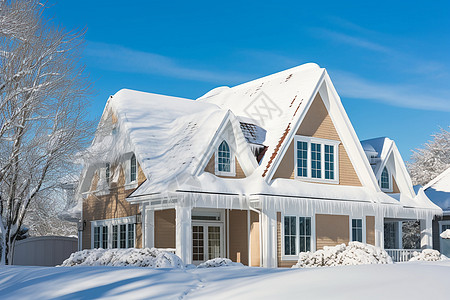 冬季风雪覆盖的住宅背景图片
