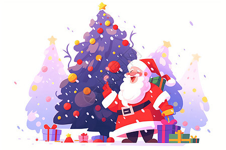 圣诞老人装饰巨大圣诞树图片