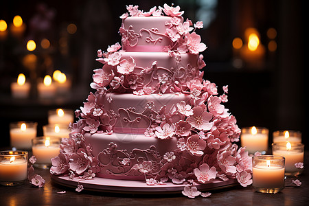 多层粉色蛋糕图片