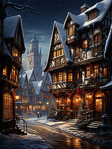冬日童话村落图片