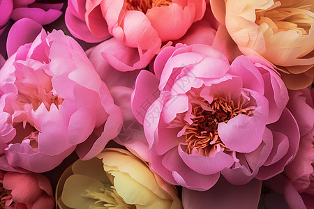 盛开的粉色牡丹花束图片