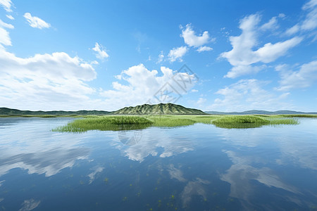 湖水折射的美景图片