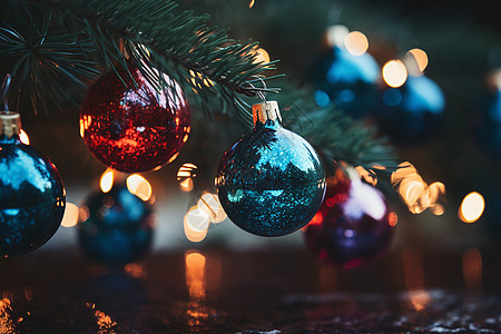 圣诞树彩灯圣诞树上挂满了装饰品背景