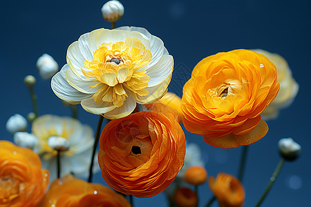 夏日盛开的金莲花图片