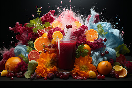 彩色缤纷的鲜榨果汁图片
