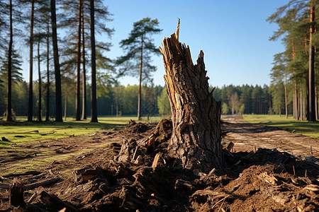 断裂砍伐的树木背景图片