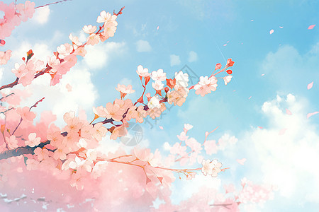 细腻水彩风格的樱花背景图片
