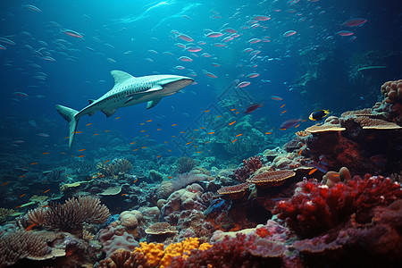 深海海参神秘深海巨鲨徘徊背景