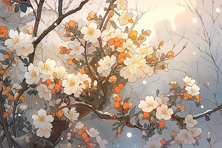 梅花冬日绽放图片