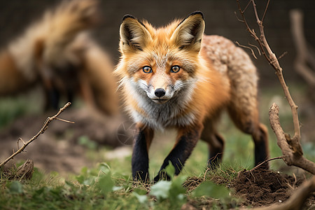 红狐奔跑于森林图片