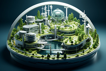 创建的未来建筑模型背景图片
