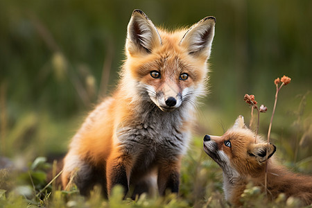 草地上野生的狐狸图片