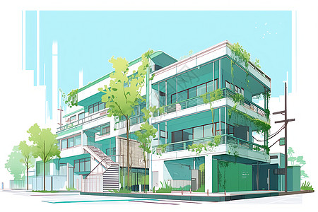 绿色能源建筑背景图片