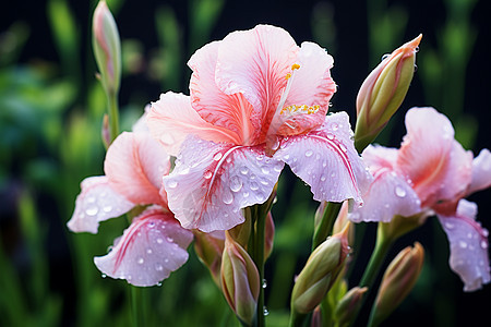 雨后的鸢尾花背景图片