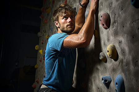 挑战身体极限攀爬的外国男子背景图片
