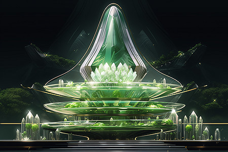 水晶结构的未来主义建筑图片