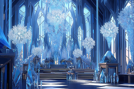 蓝色雪花的梦幻屋建筑图片
