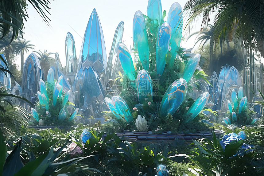 水晶宫蓝植物的仙境图片