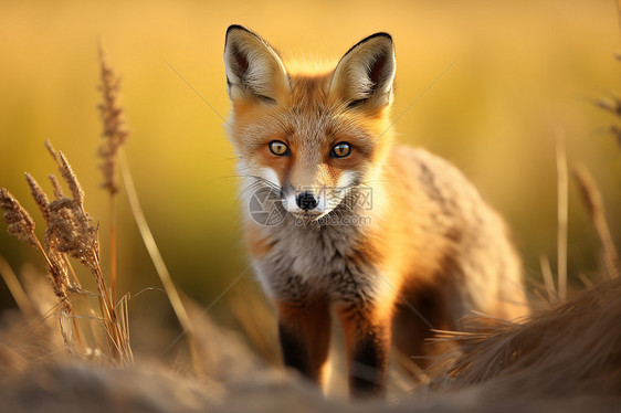 身处草丛的狐狸图片