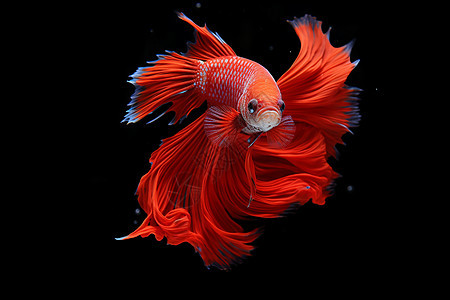一条红色鱼在水中游动图片