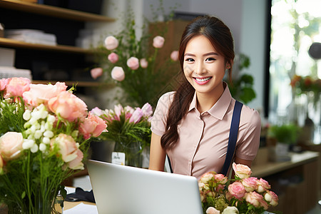 花店里的女孩子图片