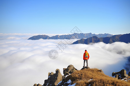 户外运动风景云海征程背景