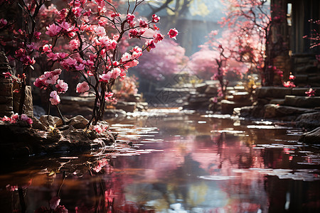 美丽浪漫的粉色花瓣背景图片