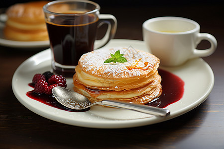 早餐甜点与咖啡背景图片