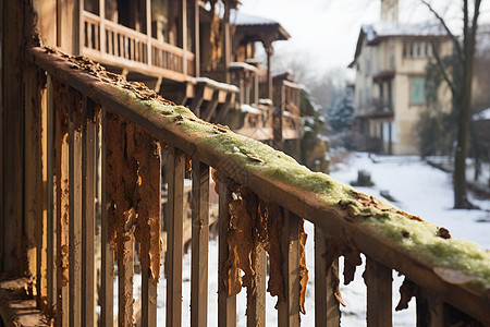 冬季的生锈栏杆图片