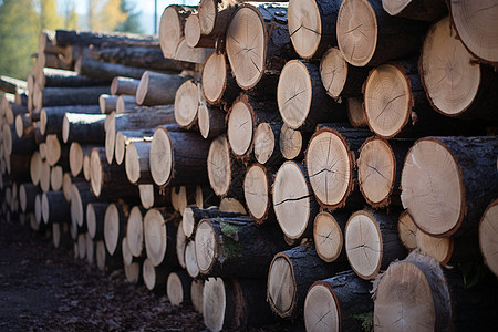 户外堆积的农业木材背景图片