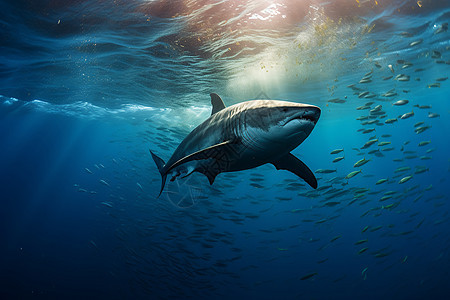 海洋中游动的鲨鱼背景图片