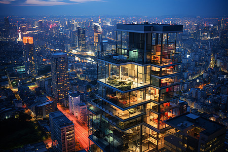 高楼林立的城市商务区背景图片