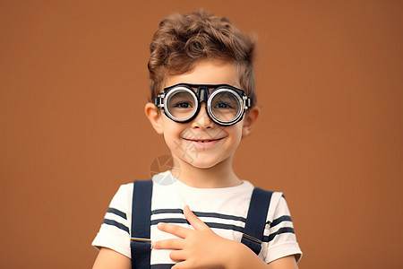 佩戴视力矫正眼镜的男孩图片