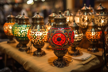 五颜六色的摩洛哥灯笼图片