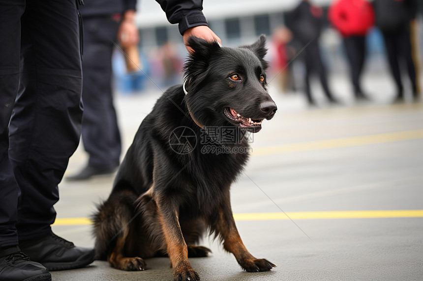 街道上的警犬防卫训练图片