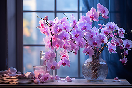 玻璃花瓶里的兰花图片